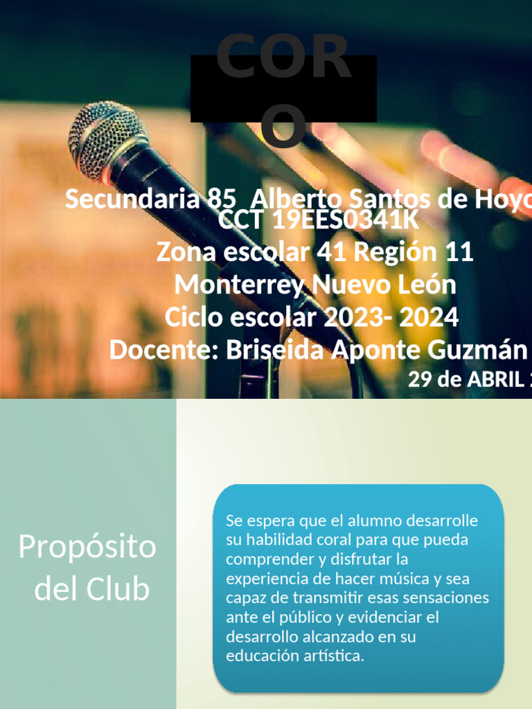 Cronograma ABRIL-CORO-BRISEIDA APONTE Power Point | PDF