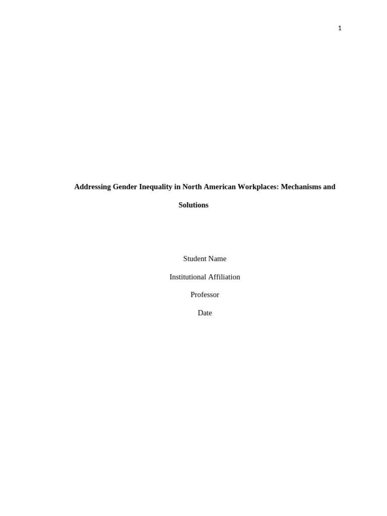 Addressing Gender Inequality in North American Workplaces | PDF