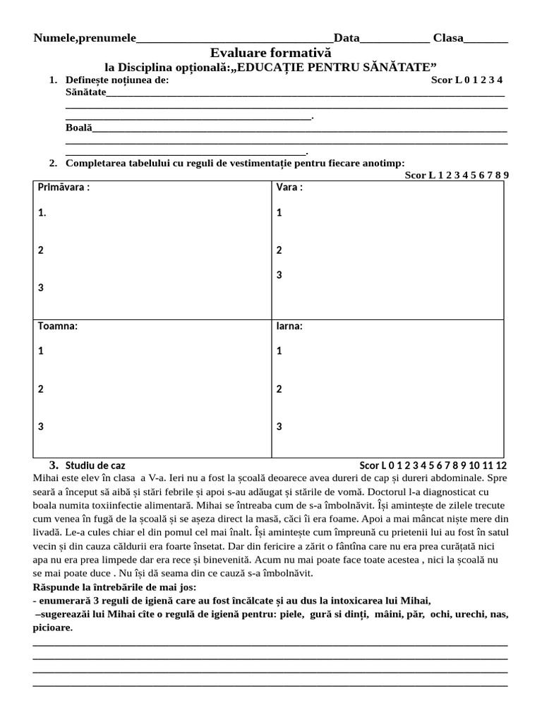 Evaluare Formativa Nr 1 Cl 6 Pdf