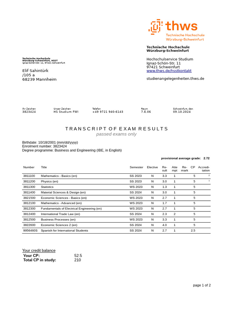 Transcript of Exam Results - Passed Exams | PDF