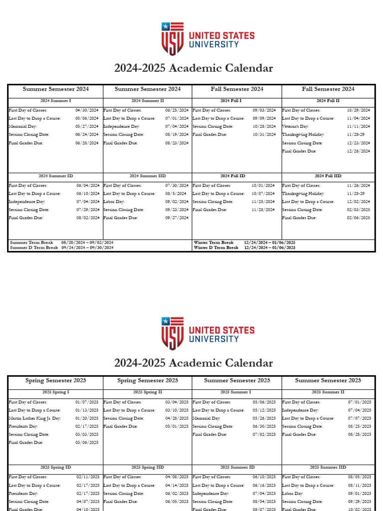 2024-2025 Academic Calendar Overview | PDF | Academic Term | Observances
