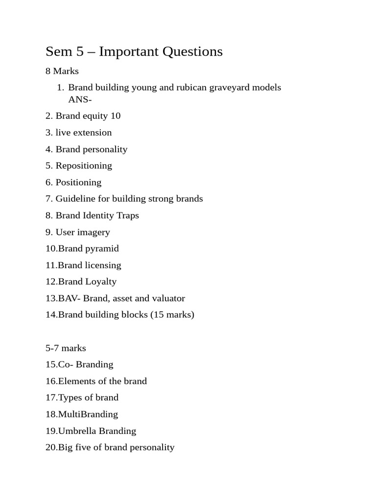 Sem 5 Important Questions | PDF
