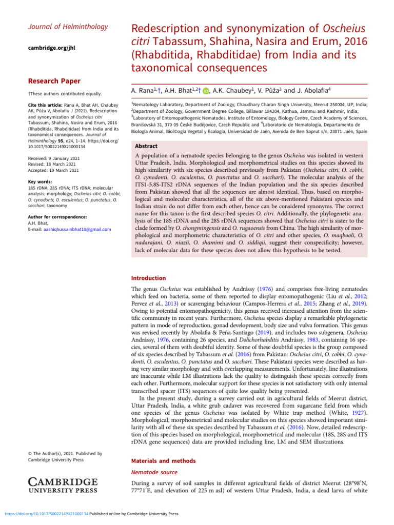 Redescription and Synonymization of Tabassum, Shahina, Nasira and Erum ...