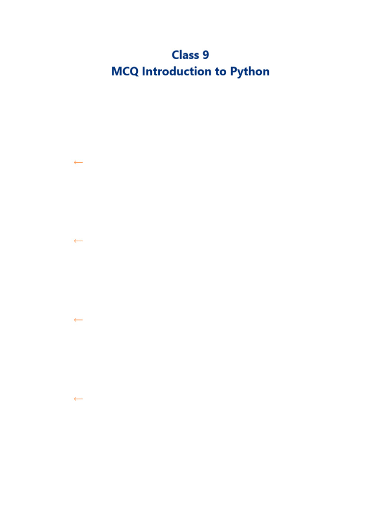 Intro Python MCQ Class 9 | PDF