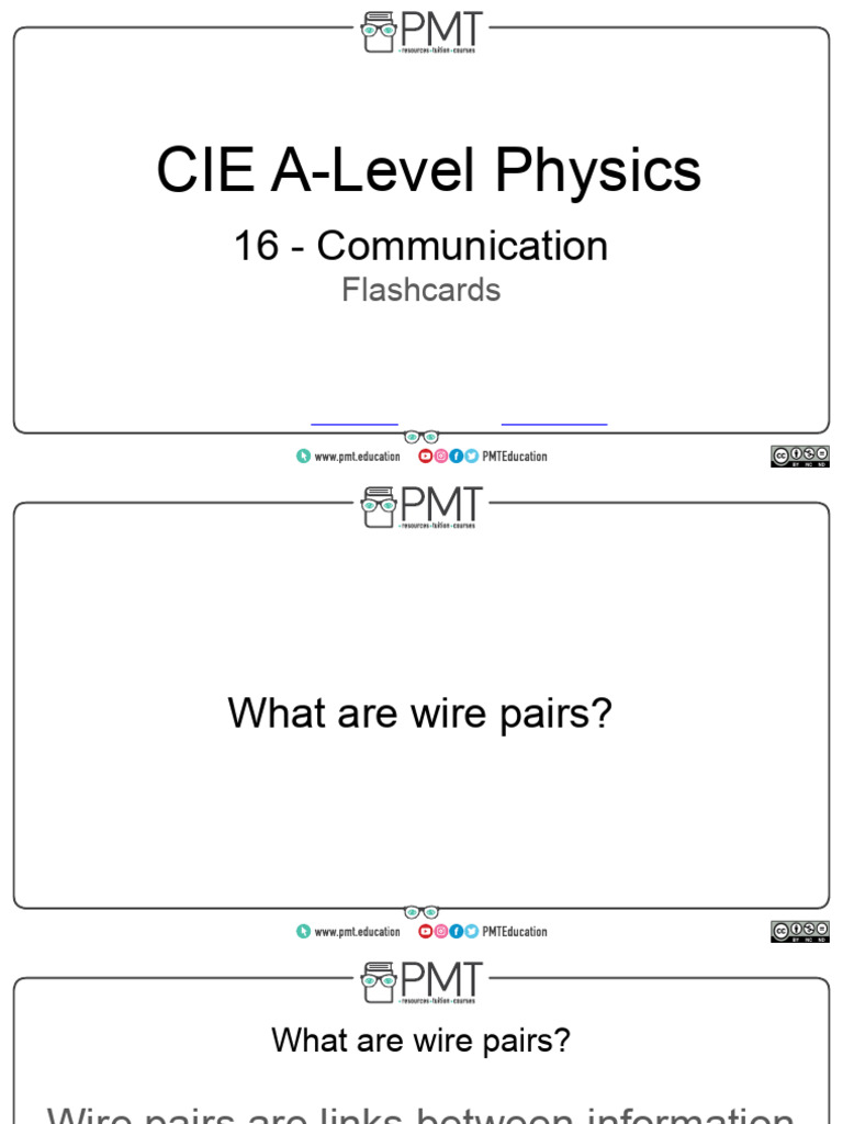 Flashcards - 16 Communication - CIE Physics A-Level | PDF