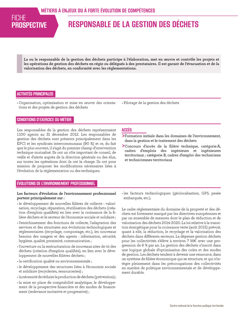 14018-Fichesenjeux Responsable de La Gestion Des Dechets | PDF