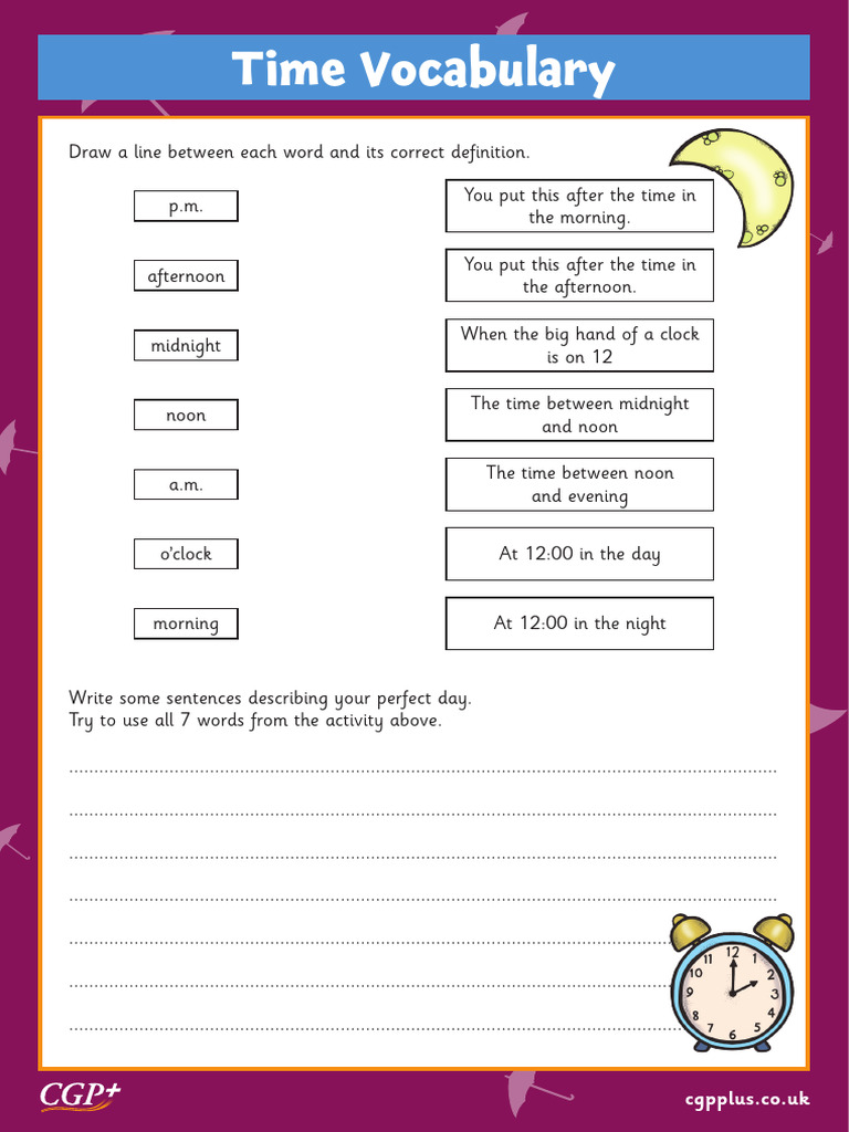 Time Vocabulary (Year 3) Full Colour - M2WAC1425 | PDF