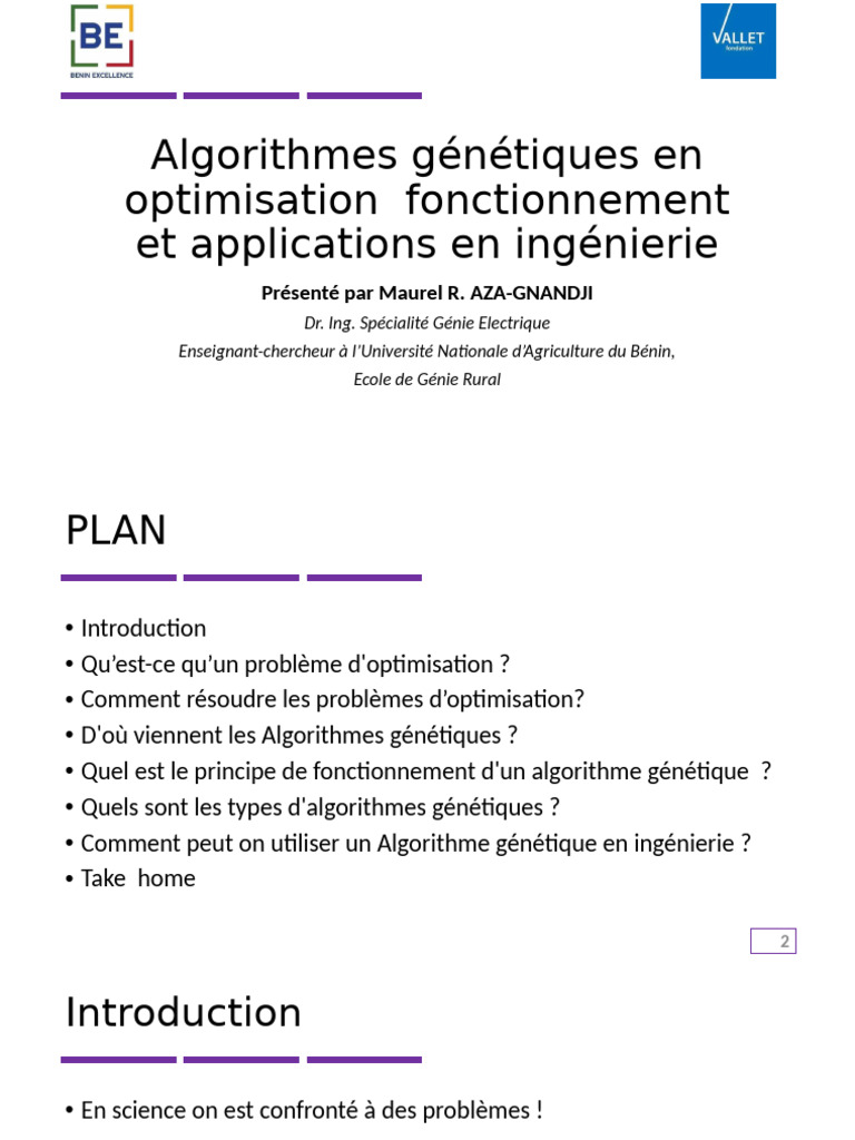 Algorithmes Génétiques en Optimisation Fonctionnement Et Applications ...