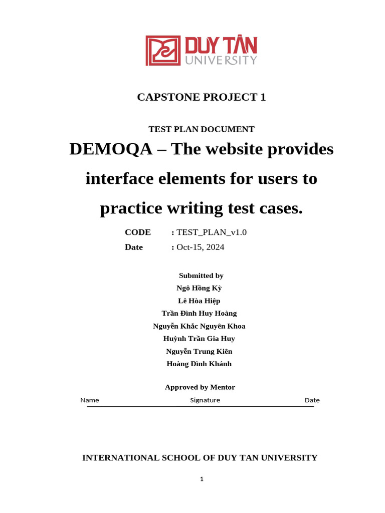 C1se.06 Test Plan Demoqa Ver1.0 | PDF