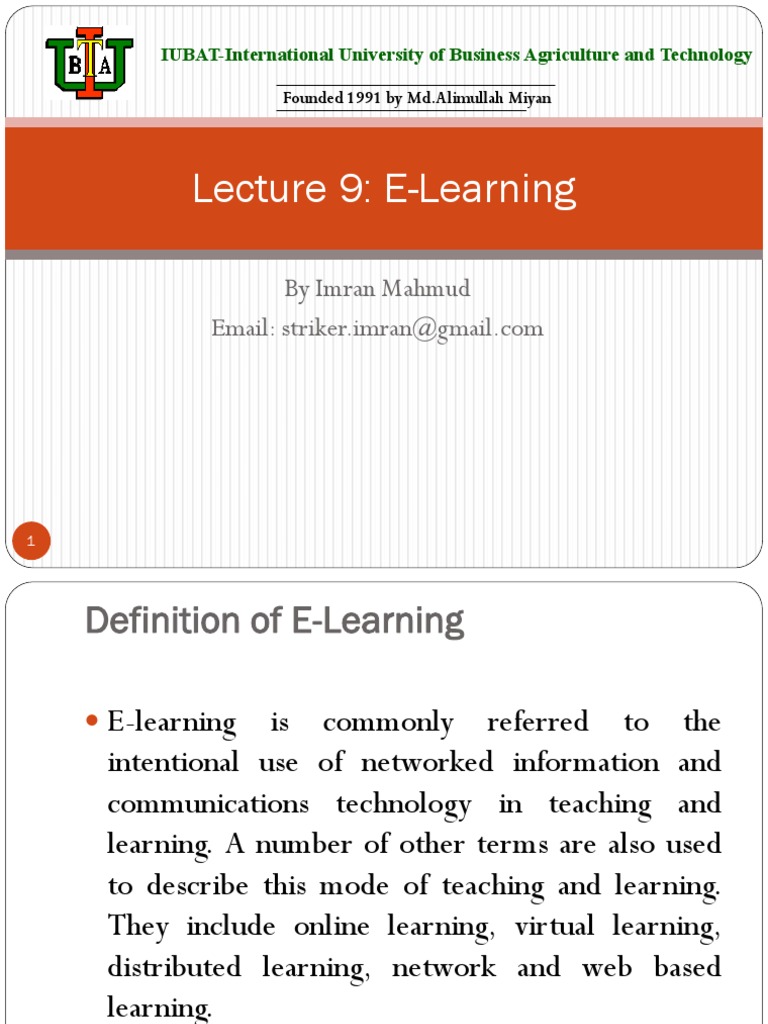 L9 E Learning | PDF | Educational Technology | Online And Offline