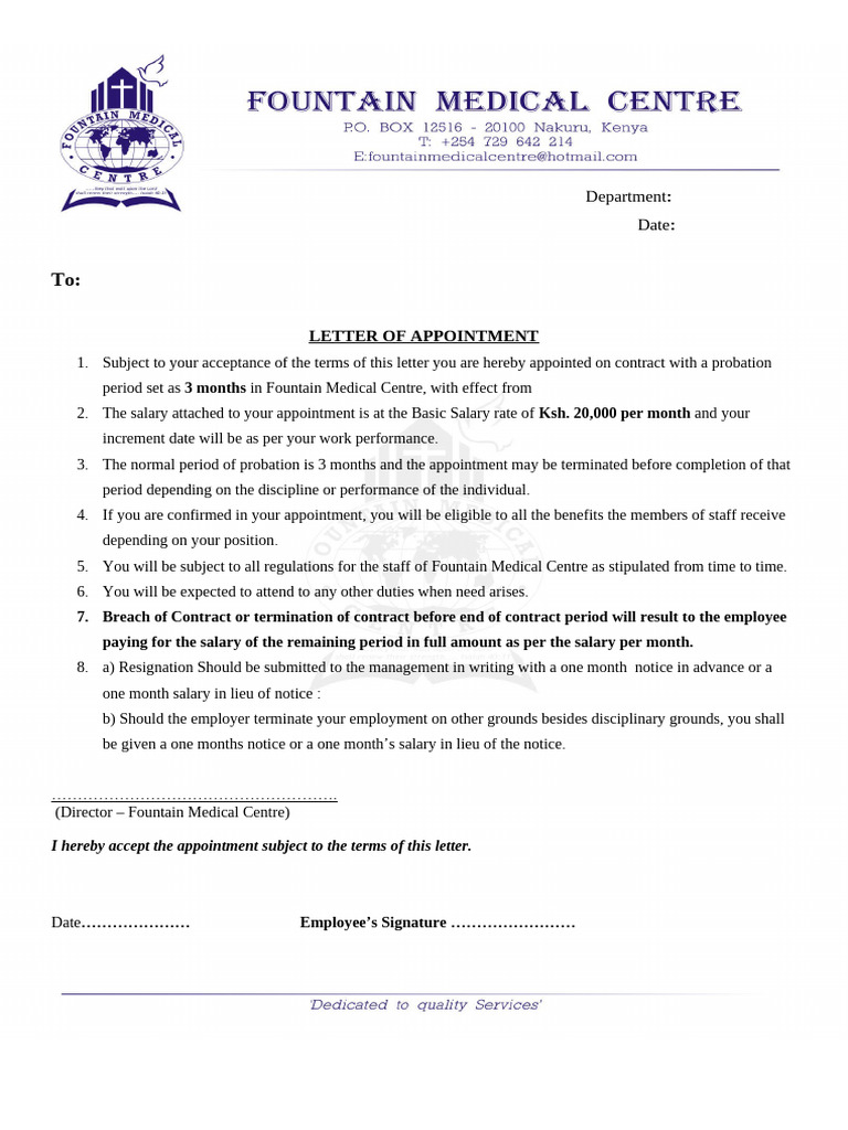Letter of Appointment Template | PDF