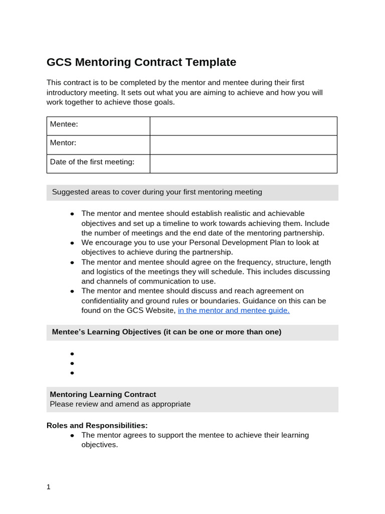 GCS Mentoring Contract PDF