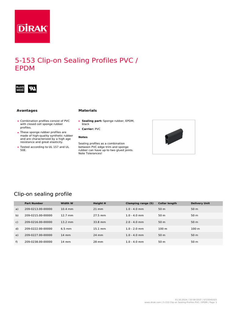 5-153 Clip-On Sealing Profiles PVC / Epdm | PDF