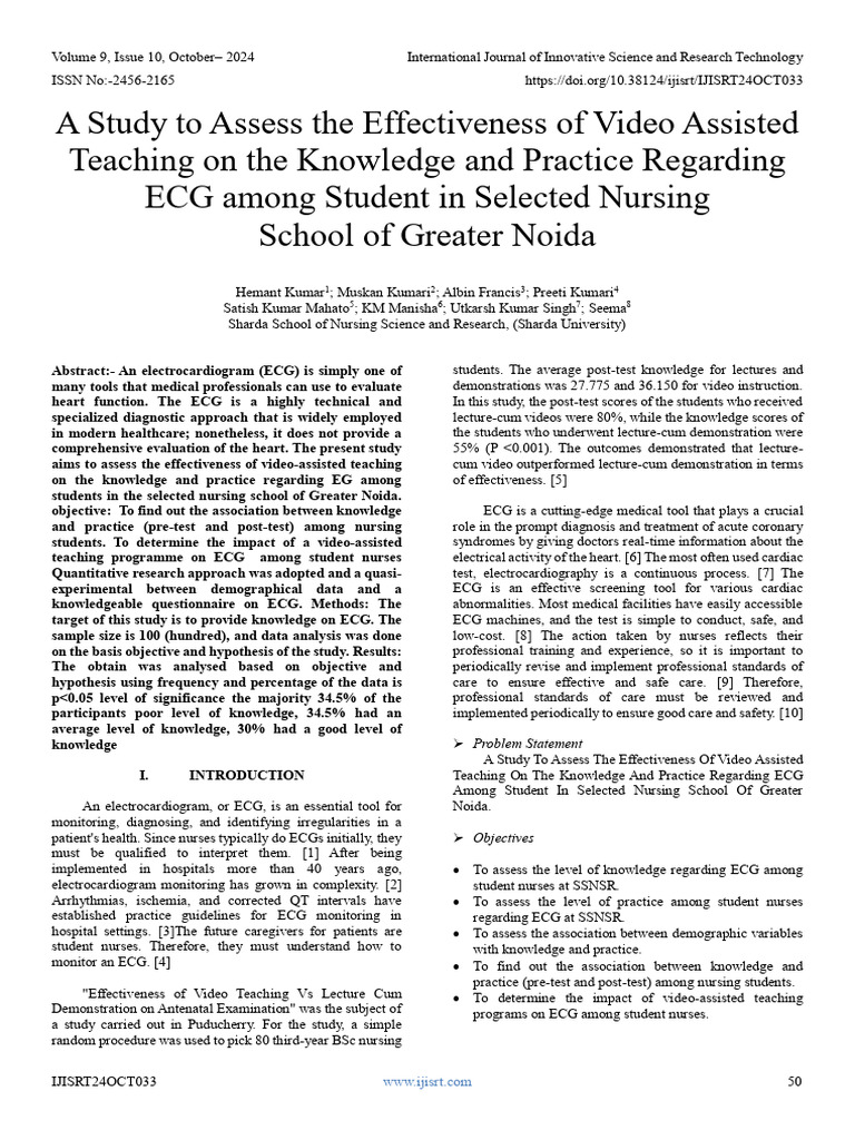 A Study To Assess The Effectiveness of Video Assisted Teaching On The ...