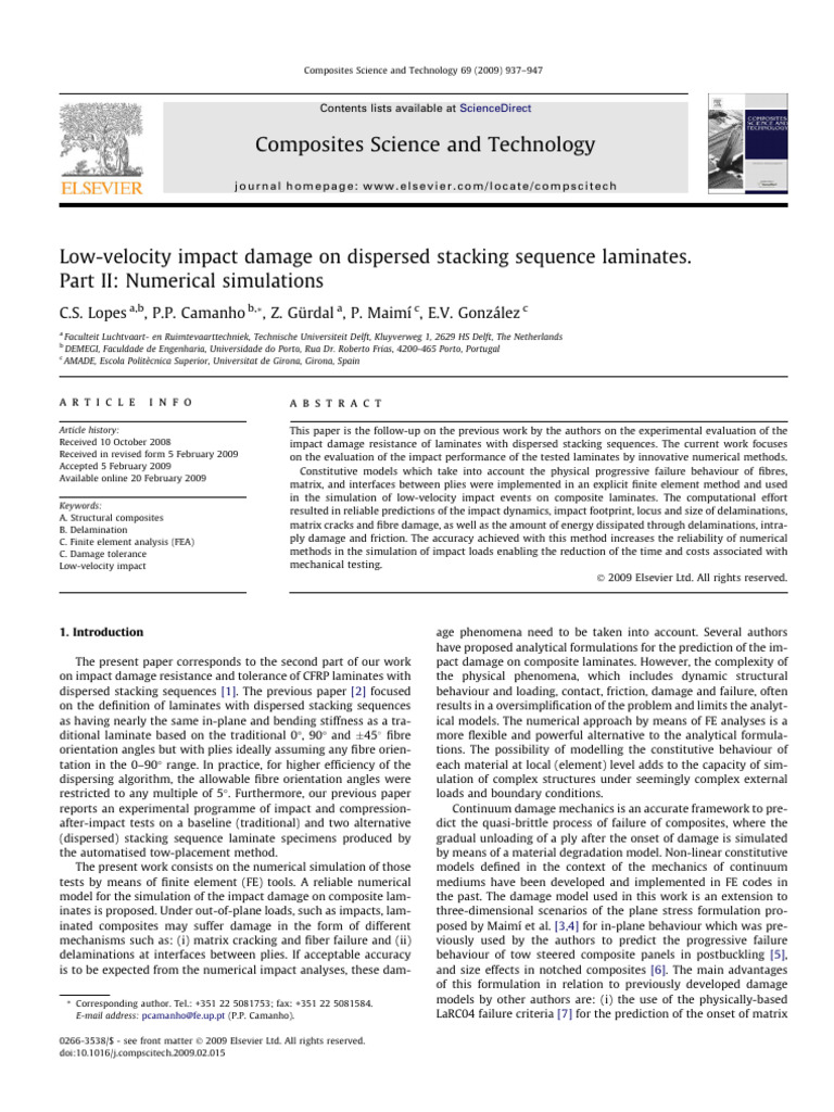 Numerical Simulations of Impact Damage in Laminates | PDF | Fracture ...