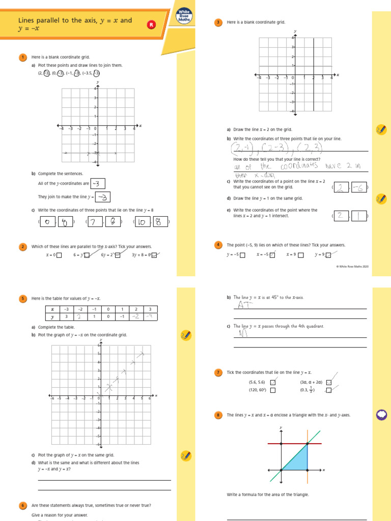 Y9 Autumn Block 1 WO1 Lines Parallel To The Axis y X and y X R 2020 | PDF