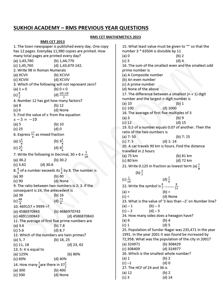 Maths 2013 To 2022 | PDF