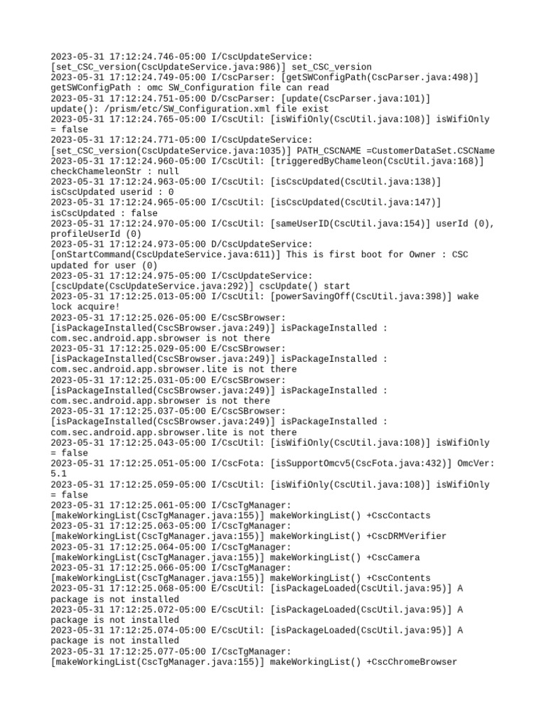 CSC Update Log | PDF