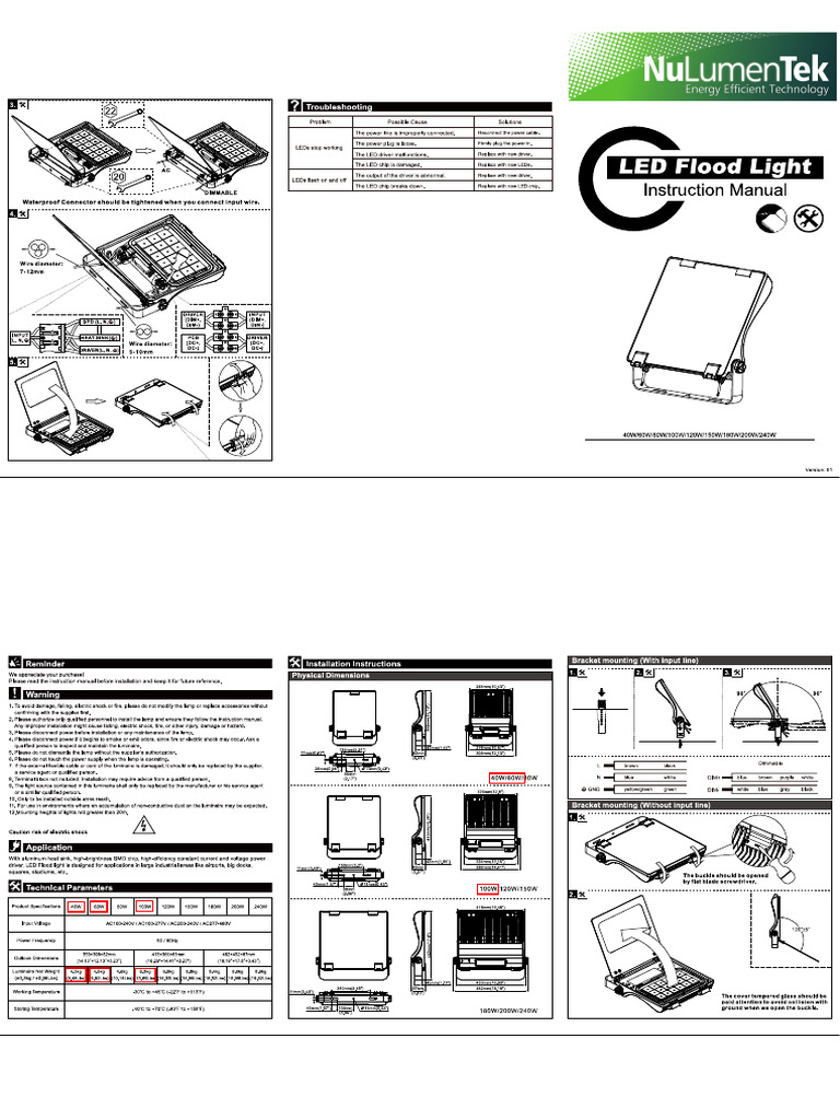 LED FLOODLIGHT - Installation Manual | PDF