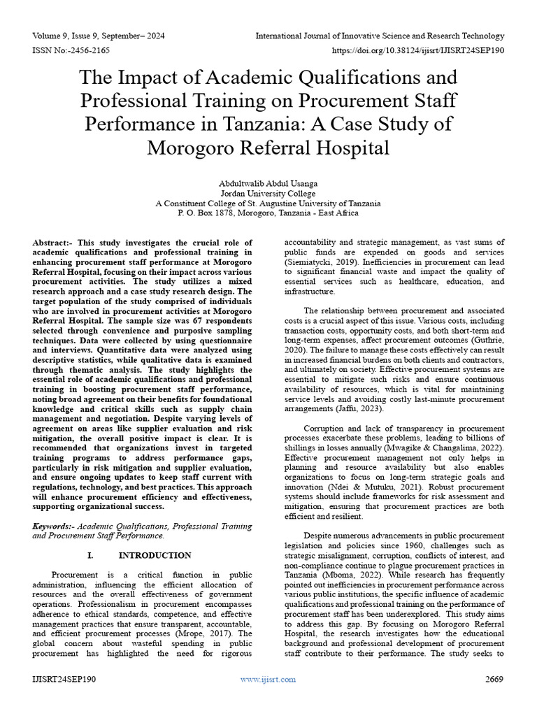 Impact of Training on Procurement Performance | PDF | Procurement ...