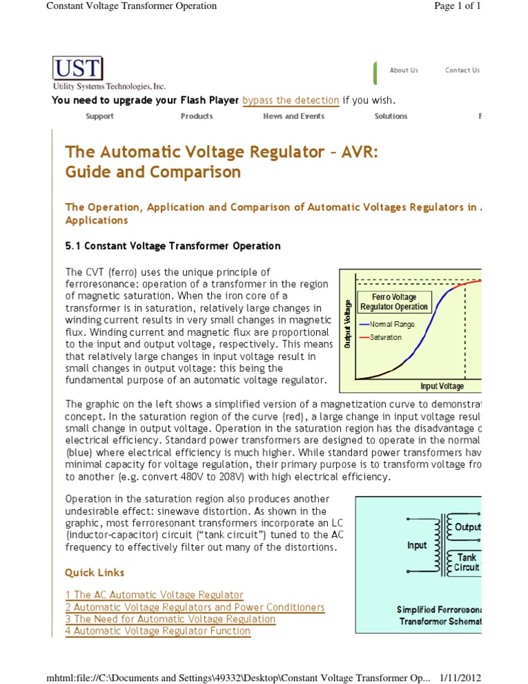 The Automatic Voltage Regulator - AVR: Guide and Comparison | PDF ...