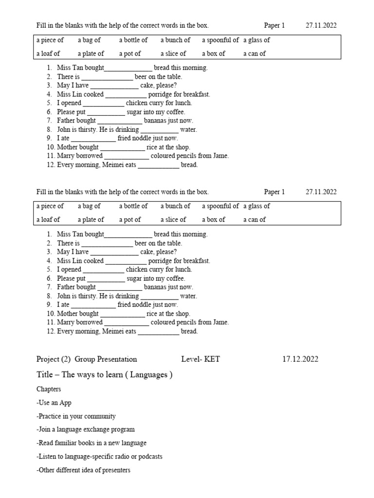 kET Paper 1 | PDF