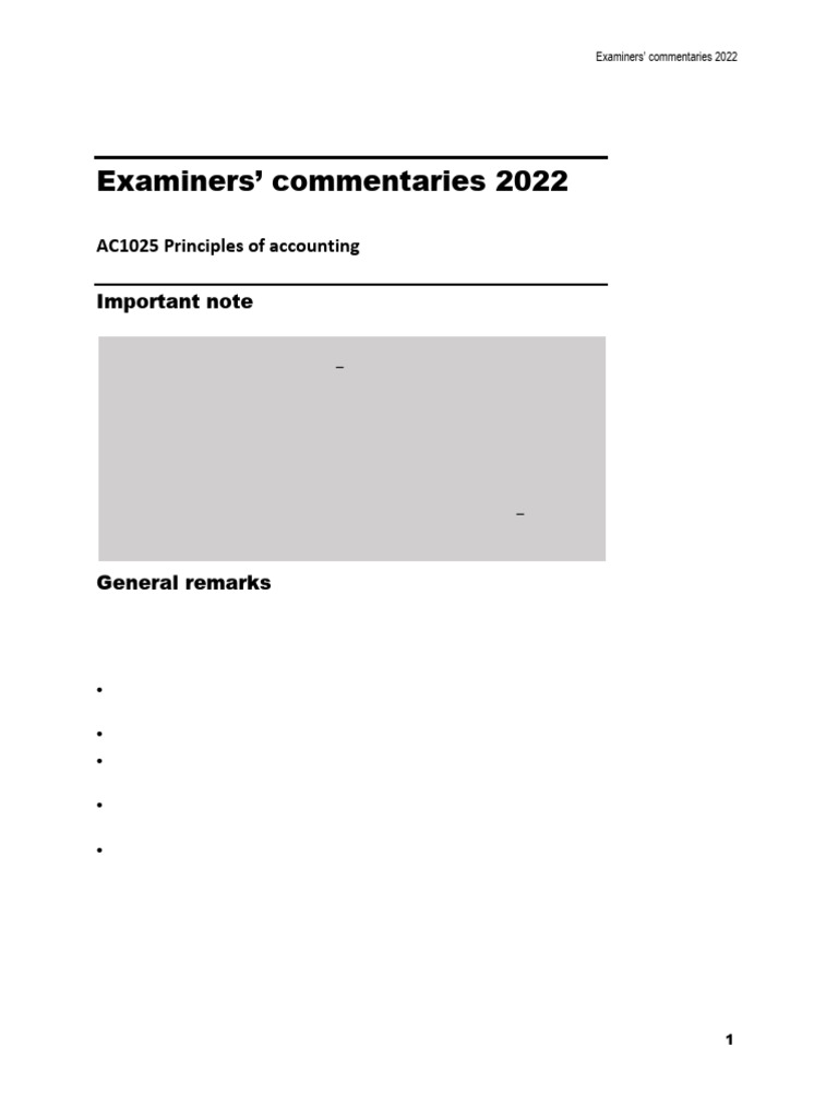 2022 Pass Paper Commentary | PDF | Expense | Historical Cost