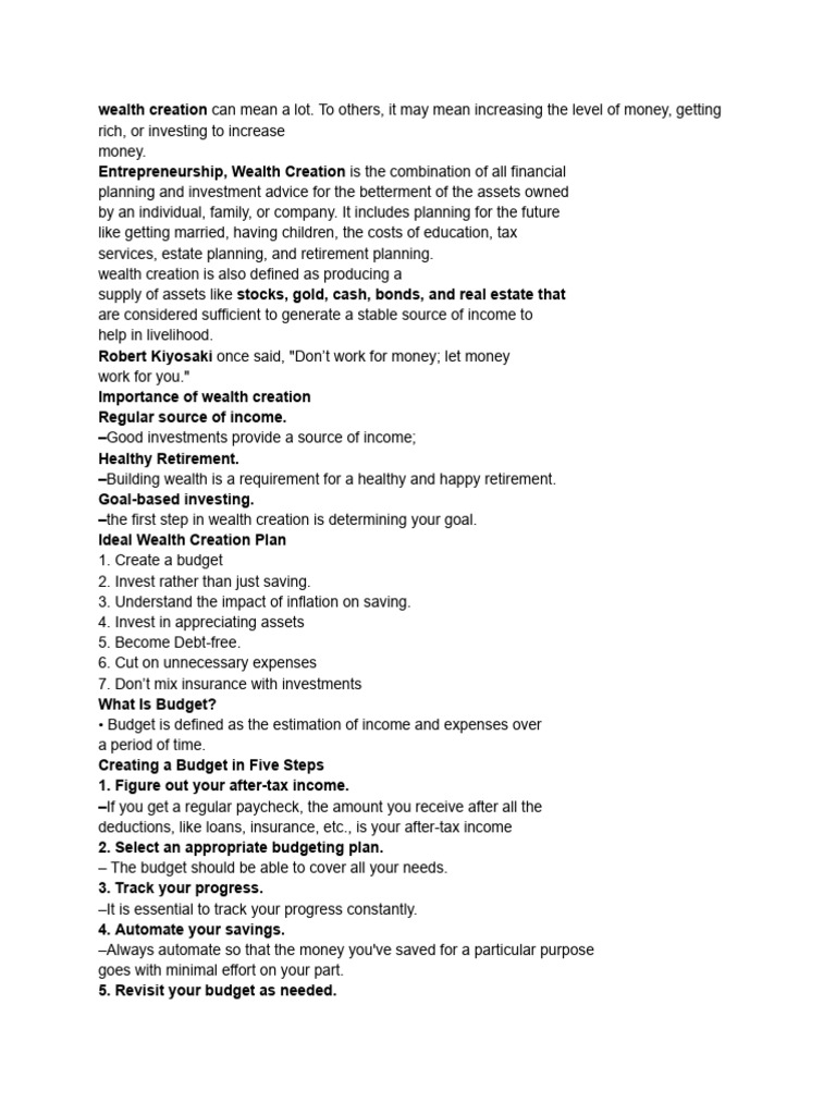 Comprehensive Guide to Wealth Creation | PDF | Investing | Asean Free ...