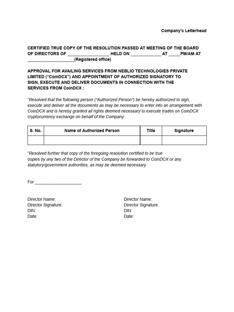 Board Resolution | PDF