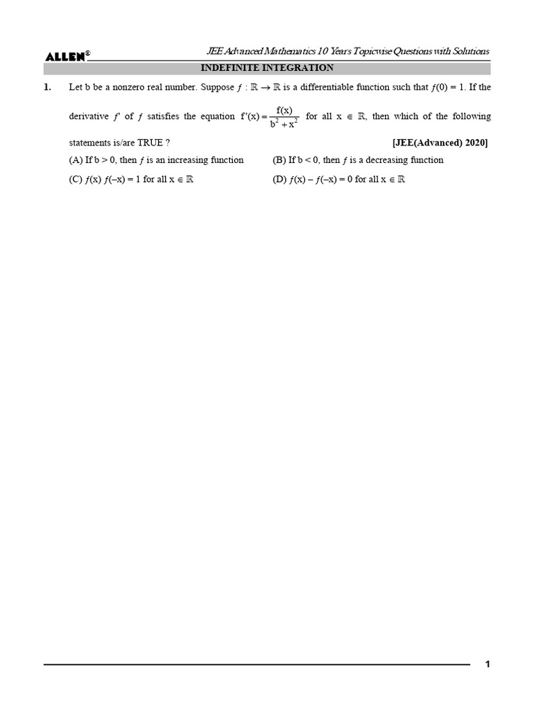 Indefinite Integration Pdf