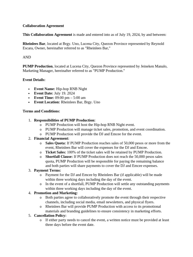 Collaboration Agreement | PDF