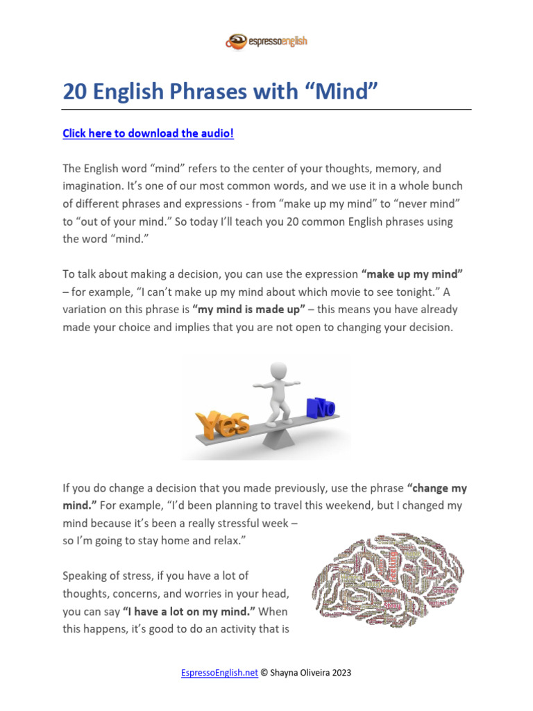 20 Phrases With Mind | PDF
