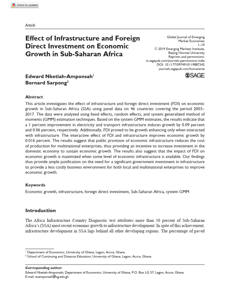 Effect of Infrastructure and Foreign Direct Investment On Economic ...