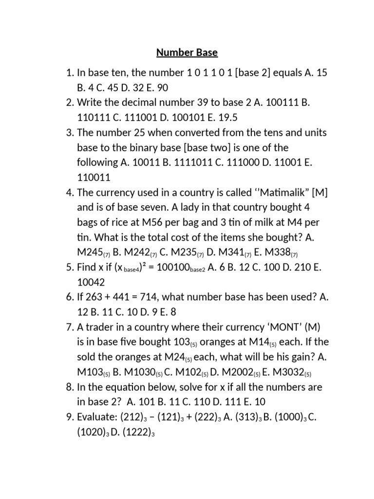 Number Base | PDF