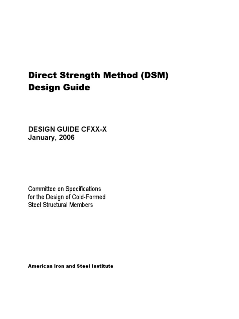 Direct Strength Method Design Guide | PDF | Buckling | Bending