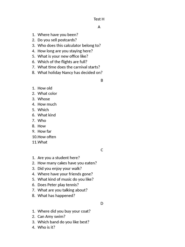 Test H | PDF