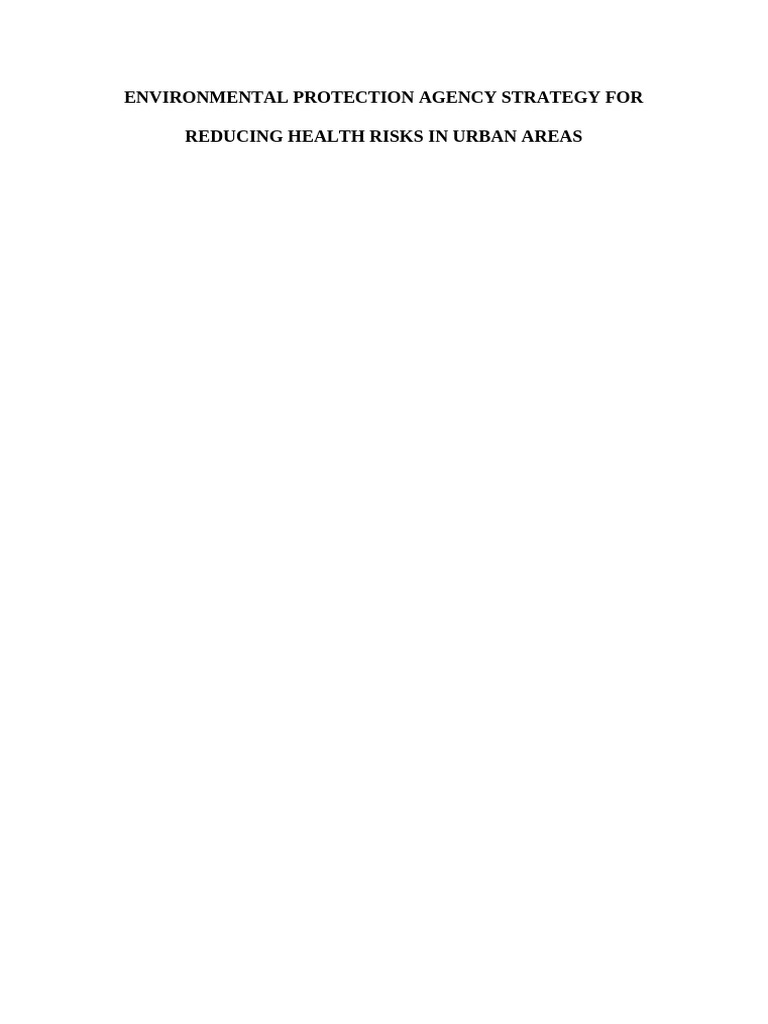Environmental Protection Agency Strategy For Reducing Health Risks in ...