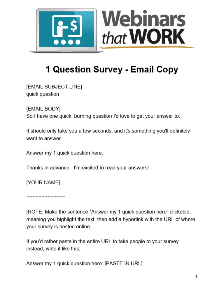 1 Question Survey Email | PDF