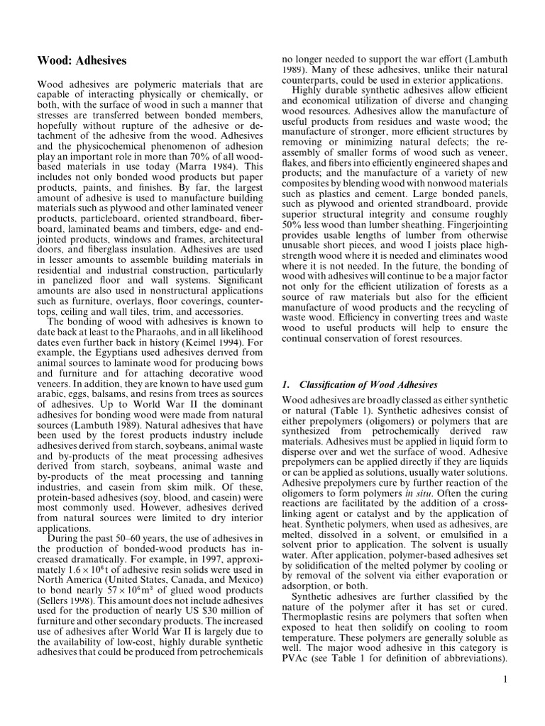 Wood Adhesives | PDF