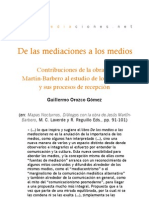 De Las Mediaciones A Los Medios. Contribuciones de La Obra de JMB - G. Orozco