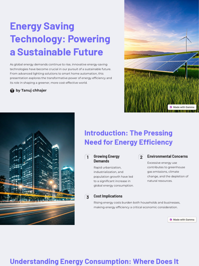 Energy Saving Technology Powering A Sustainable Future | PDF