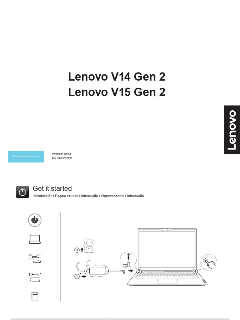 Lenovo V14 Gen 2 Lenovo V15 Gen 2: Printed in China PN: SP41F37771 | PDF