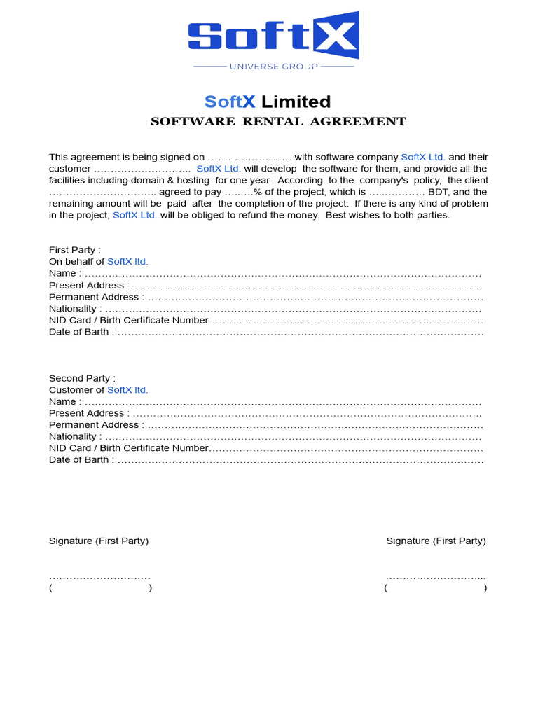 Software Rental Agreement | PDF