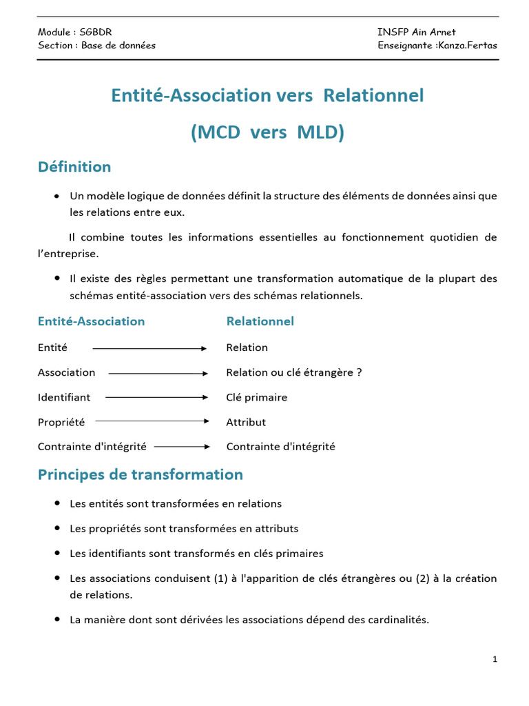 Modèle logique de données relationnel | PDF | Base de données ...
