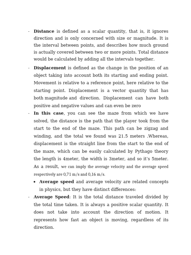 Differentiate Distance and Displacement | PDF