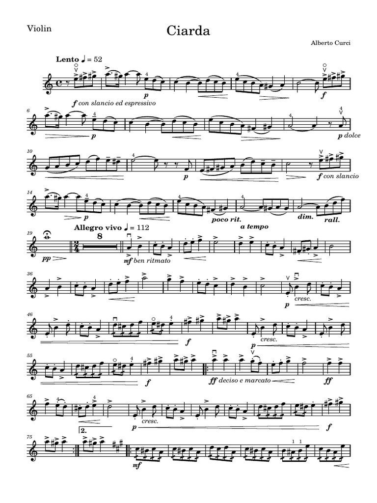 Ciarda Alberto Curci Original Arrangiament-Violin | PDF