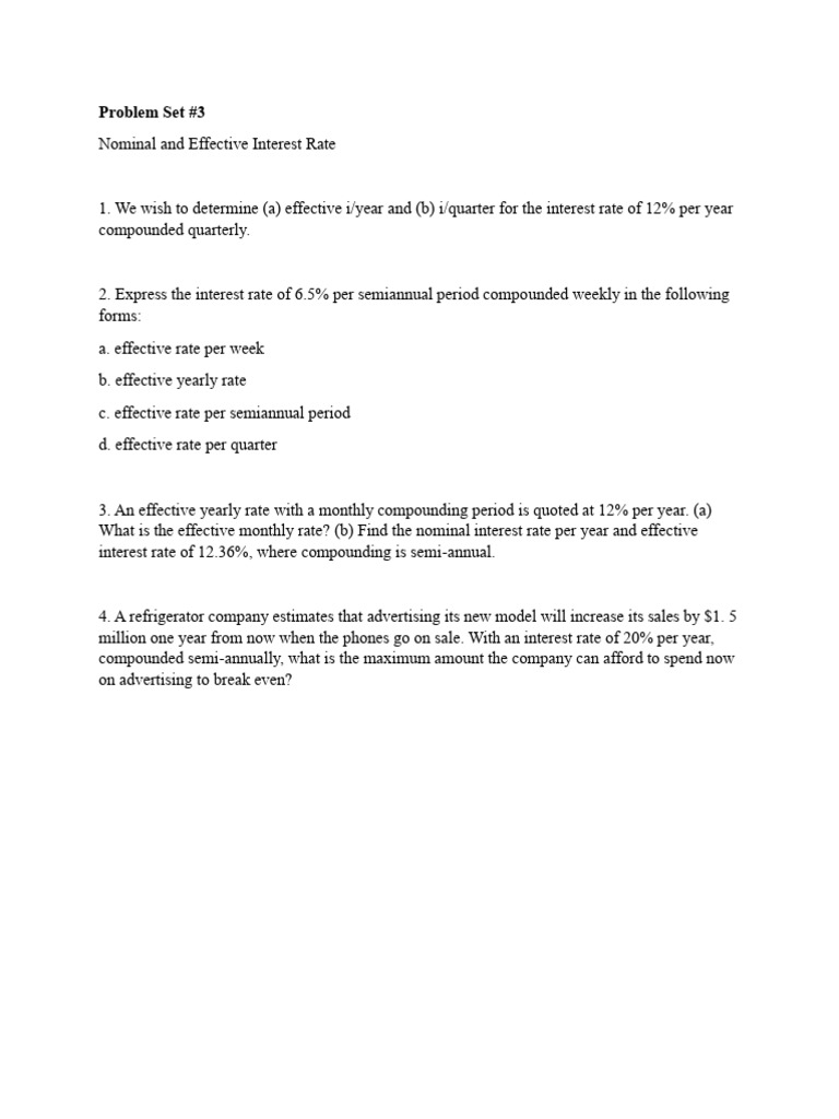 Engineering Econ Problem Set 3 Pdf