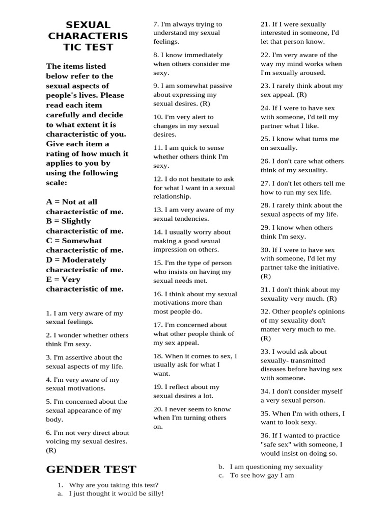 Sexual Characteristic Test 4 | PDF