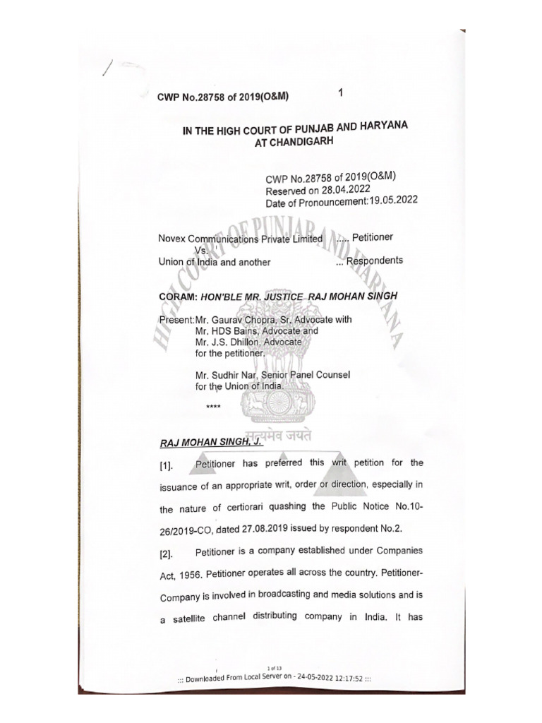 IN THE HIGH COURT OF PUNJAB AND HARYANA - PDFPDF | PDF