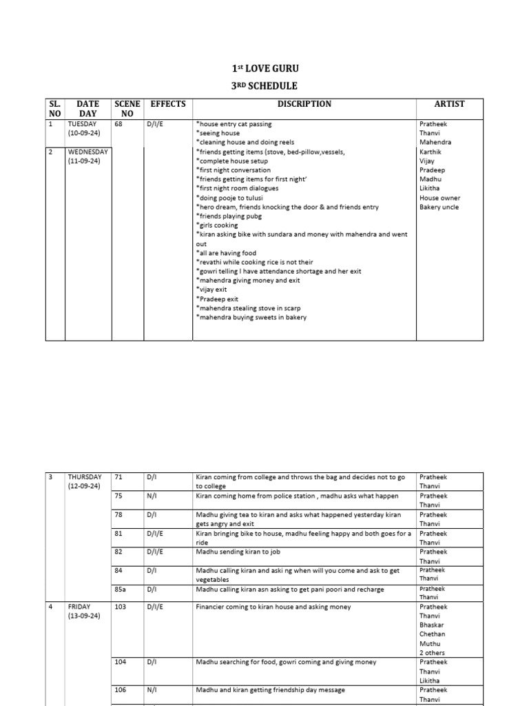 SCEHDULE | PDF